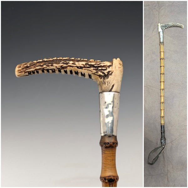 1886年 英国アンティーク 乗馬用ムチ ライディングクロップ アントラー 50cm
